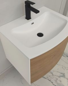 Mobile bagno sospeso Olimpia 60 rovere naturale cm con lavabo rigenerabile