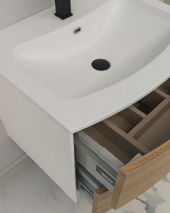 Mobile bagno sospeso Olimpia 60 rovere naturale cm con lavabo rigenerabile