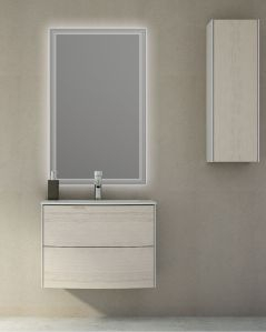 Mobile bagno sospeso Olimpia 60 rovere grigio cm con lavabo rigenerabile