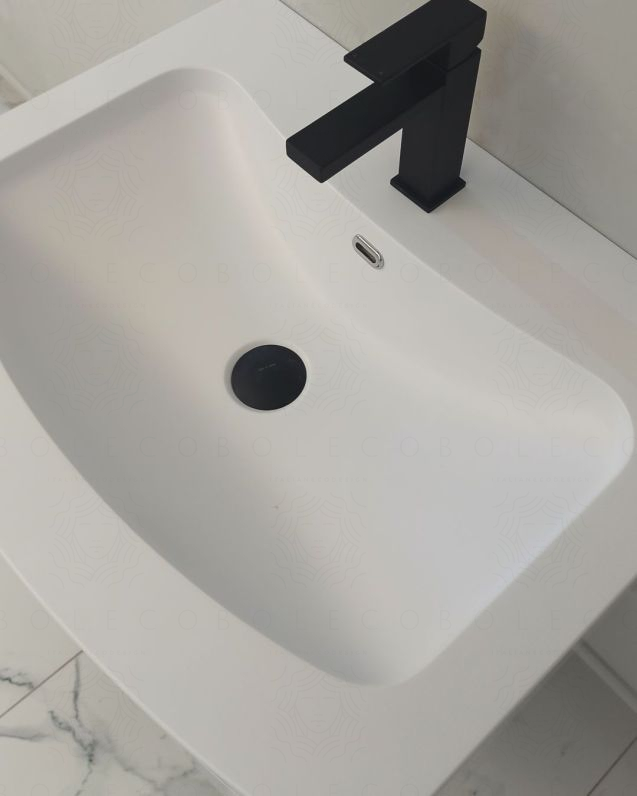 Mobile bagno sospeso Olimpia 60 rovere grigio cm con lavabo rigenerabile