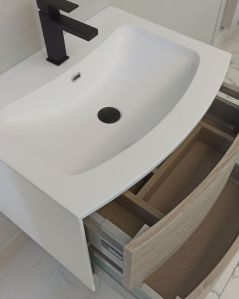 Mobile bagno sospeso Olimpia 60 rovere grigio cm con lavabo rigenerabile