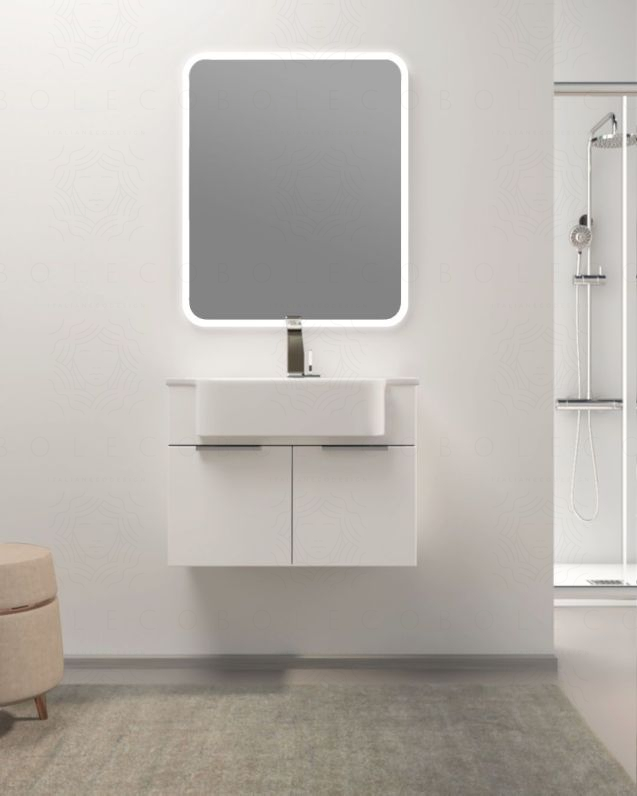 Mobile bagno sospeso Kelly 70 cm bianco opaco con ante e lavabo in resina Mobile bagno sospeso Kelly 70 cm bianco opaco con ante e lavabo in resina