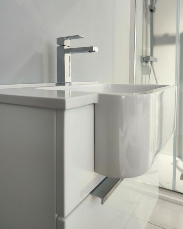 Mobile bagno sospeso Kelly 70 cm bianco opaco con ante e lavabo in resina Mobile bagno sospeso Kelly 70 cm bianco opaco con ante e lavabo in resina