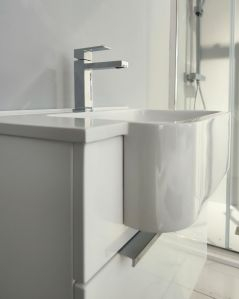 Mobile bagno sospeso Kelly 70 cm bianco opaco con ante e lavabo in resina