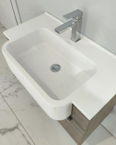 Mobile bagno sospeso Kelly 70 cm larice chiaro con ante e lavabo in resina