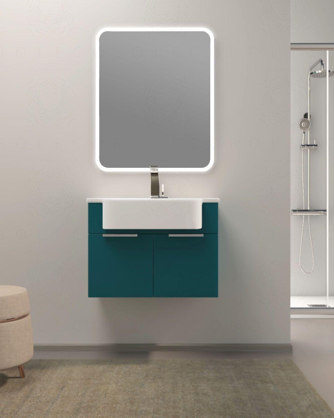 Mobile bagno sospeso Kelly 70 cm blu avio con ante e lavabo in resina Mobile bagno sospeso Kelly 70 cm blu avio con ante e lavabo in resina