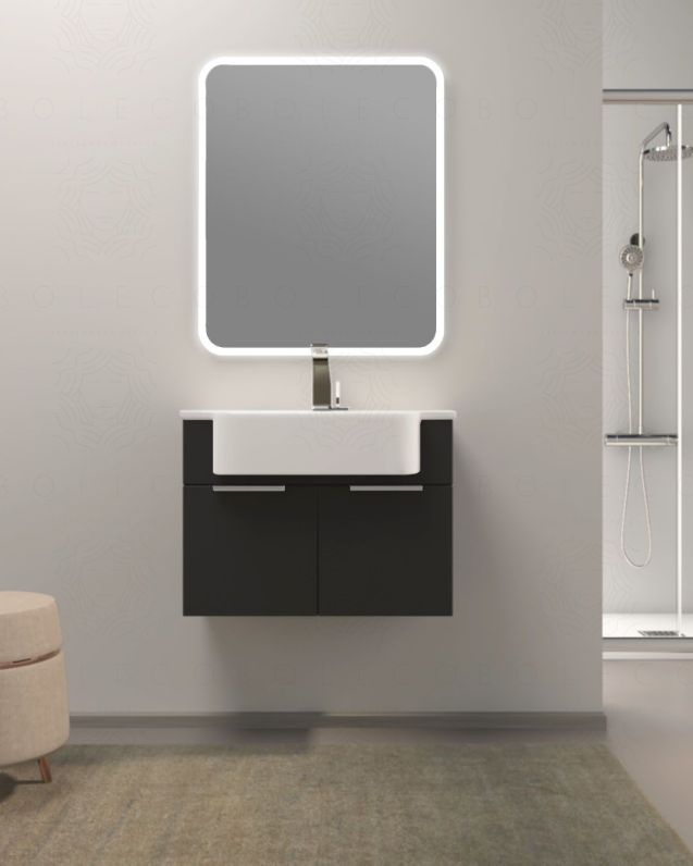 Mobile bagno sospeso Kelly 70 cm lavagna con ante e lavabo in resina Mobile bagno sospeso Kelly 70 cm lavagna con ante e lavabo in resina