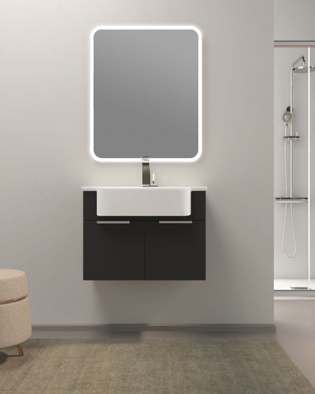 Mobile bagno sospeso Kelly 70 cm lavagna con ante e lavabo in resina Mobile bagno sospeso Kelly 70 cm lavagna con ante e lavabo in resina