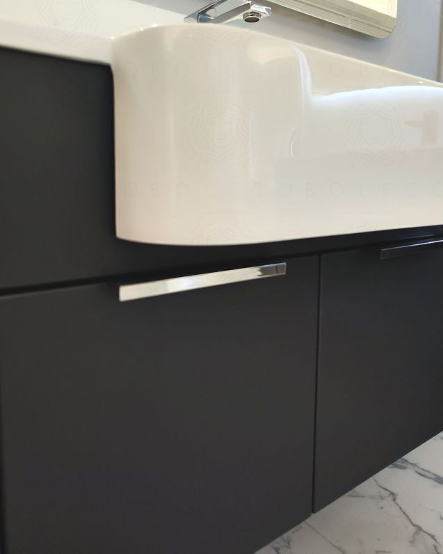 Mobile bagno sospeso Kelly 70 cm lavagna con ante e lavabo in resina Mobile bagno sospeso Kelly 70 cm lavagna con ante e lavabo in resina