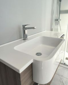 Mobile bagno sospeso Kelly 100 cm larice chiaro con ante e cassetti e lavabo in resina