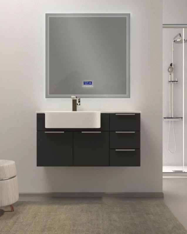 Mobile bagno sospeso Kelly 100 cm lavagna con ante e cassetti e lavabo in resina