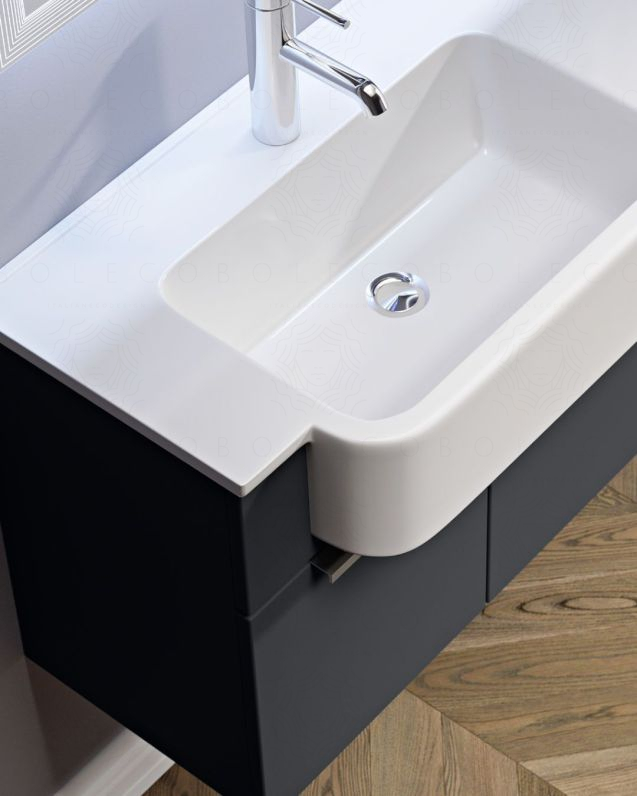 Mobile bagno sospeso Kelly 100 cm lavagna con ante e cassetti e lavabo in resina