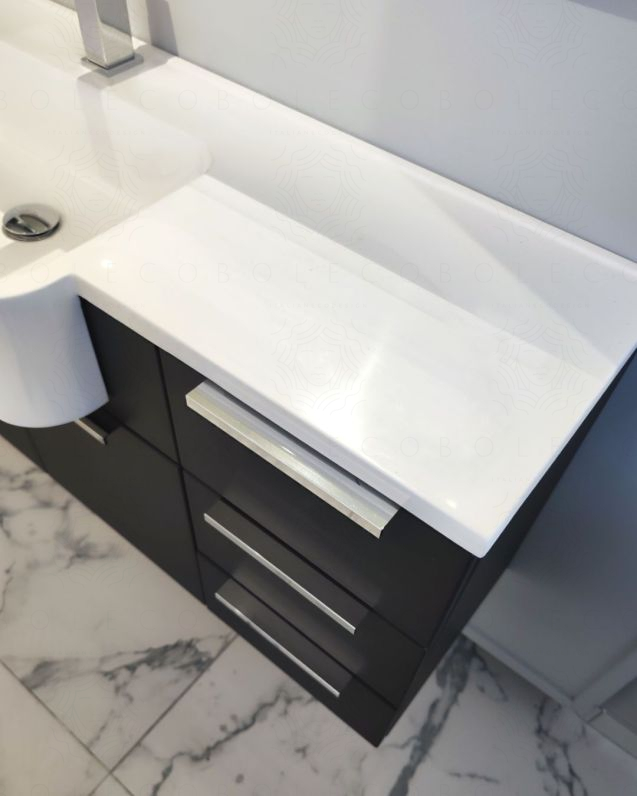 Mobile bagno sospeso Kelly 100 cm lavagna con ante e cassetti e lavabo in resina