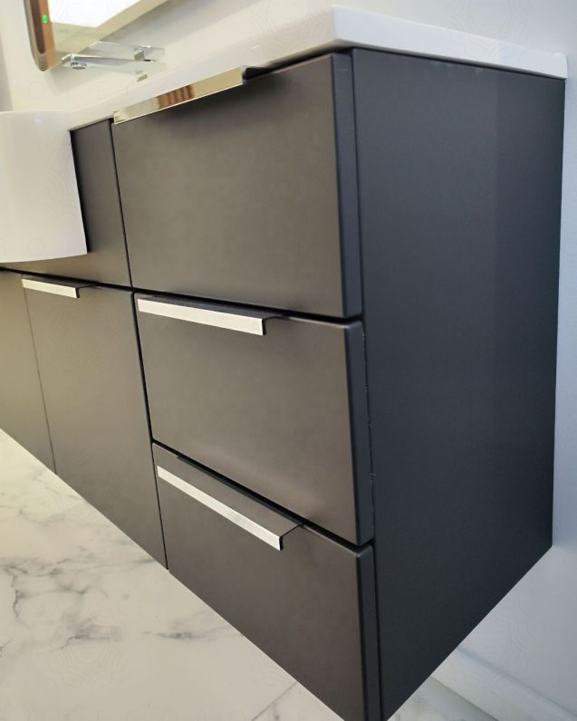 Mobile bagno sospeso Kelly 100 cm lavagna con ante e cassetti e lavabo in resina
