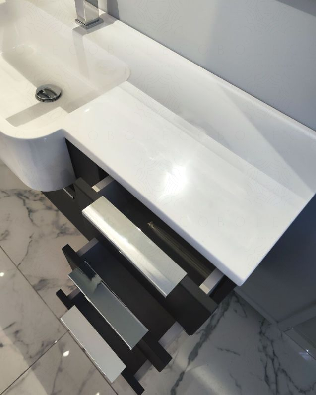 Mobile bagno sospeso Kelly 100 cm lavagna con ante e cassetti e lavabo in resina