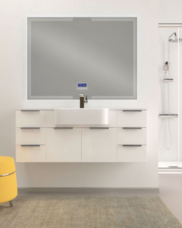 Mobile bagno sospeso Kelly 130 cm bianco lucido con ante e cassetti e lavabo in resina Mobile bagno sospeso Kelly 130 cm bianco lucido con ante e cassetti e lavabo in resina