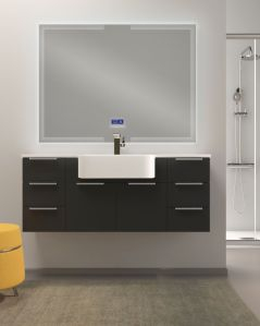 Mobile bagno sospeso Kelly 130 cm lavagna con ante e cassetti e lavabo in resina