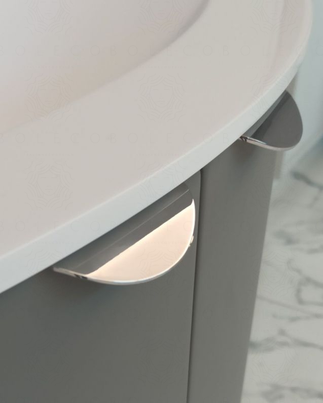 Mobile da bagno sospeso curvo 69 cm  grigio medio con ante - Luna