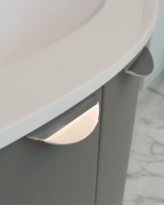 Mobile da bagno sospeso curvo 69 cm  grigio medio con ante - Luna