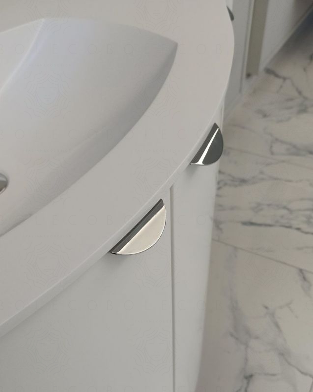 Mobile da bagno sospeso curvo 104 cm bianco opaco con ante - Luna Mobile da bagno sospeso curvo 104 cm bianco opaco con ante - Luna