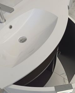 Mobile da bagno sospeso curvo 104 cm bianco opaco con ante - Luna