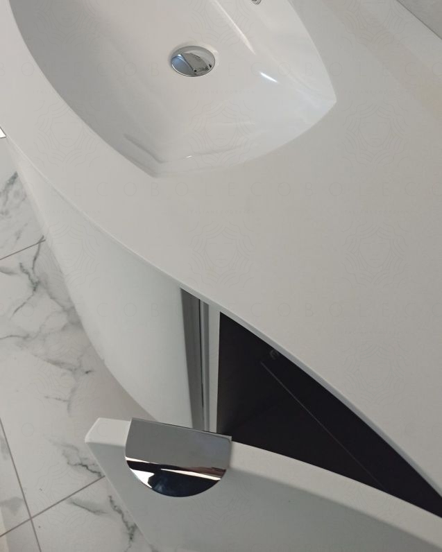 Mobile da bagno sospeso curvo 104 cm bianco opaco con ante - Luna Mobile da bagno sospeso curvo 104 cm bianco opaco con ante - Luna