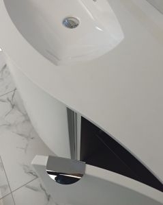 Mobile da bagno sospeso curvo 104 cm bianco opaco con ante - Luna