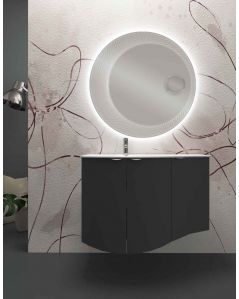 Mobile da bagno sospeso curvo 104 cm lavagna con ante - Luna