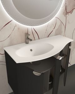 Mobile da bagno sospeso curvo 104 cm lavagna con ante - Luna