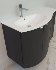 Mobile da bagno sospeso curvo 104 cm lavagna con ante - Luna