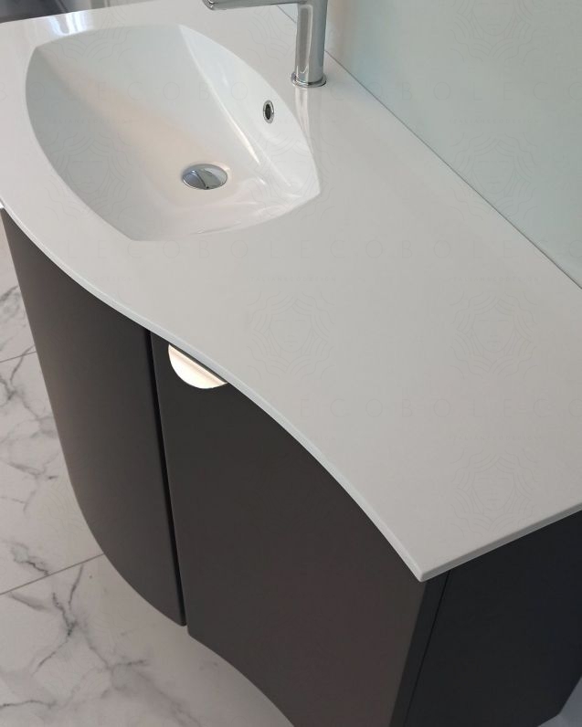 Mobile da bagno sospeso curvo 104 cm lavagna con ante - Luna Mobile da bagno sospeso curvo 104 cm lavagna con ante - Luna