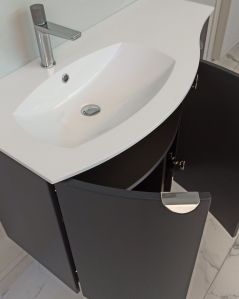 Mobile da bagno sospeso curvo 104 cm lavagna con ante - Luna
