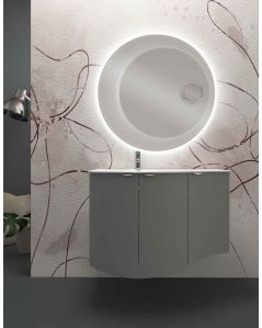 Mobile da bagno sospeso curvo 104 cm grigio medio  con ante - Luna