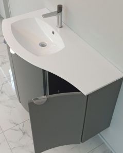 Mobile da bagno sospeso curvo 104 cm grigio medio  con ante - Luna
