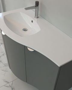 Mobile da bagno sospeso curvo 104 cm grigio medio  con ante - Luna