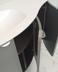 Mobile da bagno sospeso curvo 104 cm grigio medio  con ante - Luna