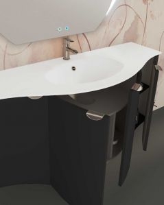 Mobile da bagno sospeso curvo 138 cm lavagna con ante - Luna