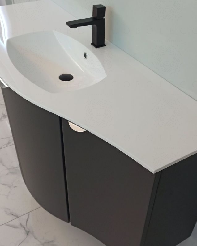 Mobile da bagno sospeso curvo 138 cm lavagna con ante - Luna Mobile da bagno sospeso curvo 138 cm lavagna con ante - Luna