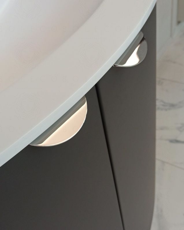 Mobile da bagno sospeso curvo 138 cm lavagna con ante - Luna Mobile da bagno sospeso curvo 138 cm lavagna con ante - Luna