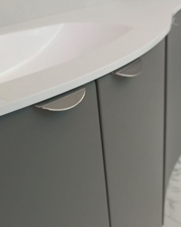 Mobile da bagno sospeso curvo 138 cm grigio medio con ante - Luna Mobile da bagno sospeso curvo 138 cm grigio medio con ante - Luna