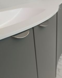 Mobile da bagno sospeso curvo 138 cm grigio medio con ante - Luna