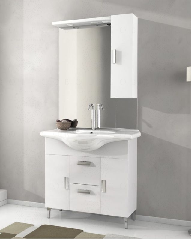 Mobile bagno Elisa 87 cm bianco lucido con piedi Mobile bagno Elisa 87 cm bianco lucido con piedi
