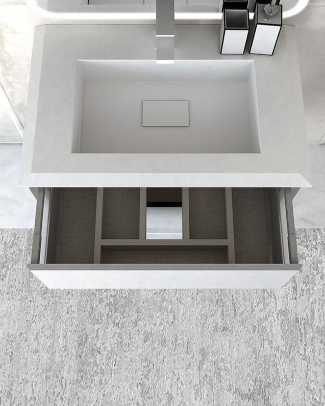 Mobile bagno sospeso Vittoria cm 70 bianco opaco e lavabo in resina Mobile bagno sospeso Vittoria cm 70 bianco opaco e lavabo in resina