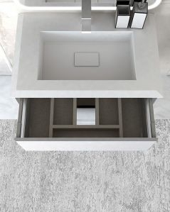 Mobile bagno sospeso Vittoria cm 70 bianco opaco e lavabo in resina