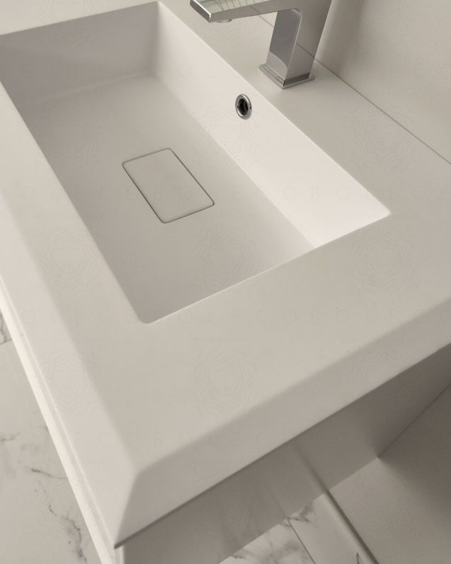 Mobile bagno sospeso Vittoria cm 70 bianco opaco e lavabo in resina Mobile bagno sospeso Vittoria cm 70 bianco opaco e lavabo in resina