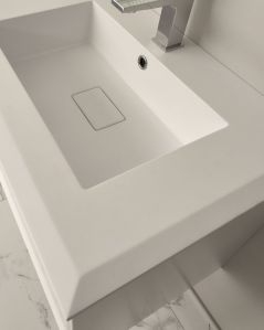 Mobile bagno sospeso Vittoria cm 70 bianco opaco e lavabo in resina
