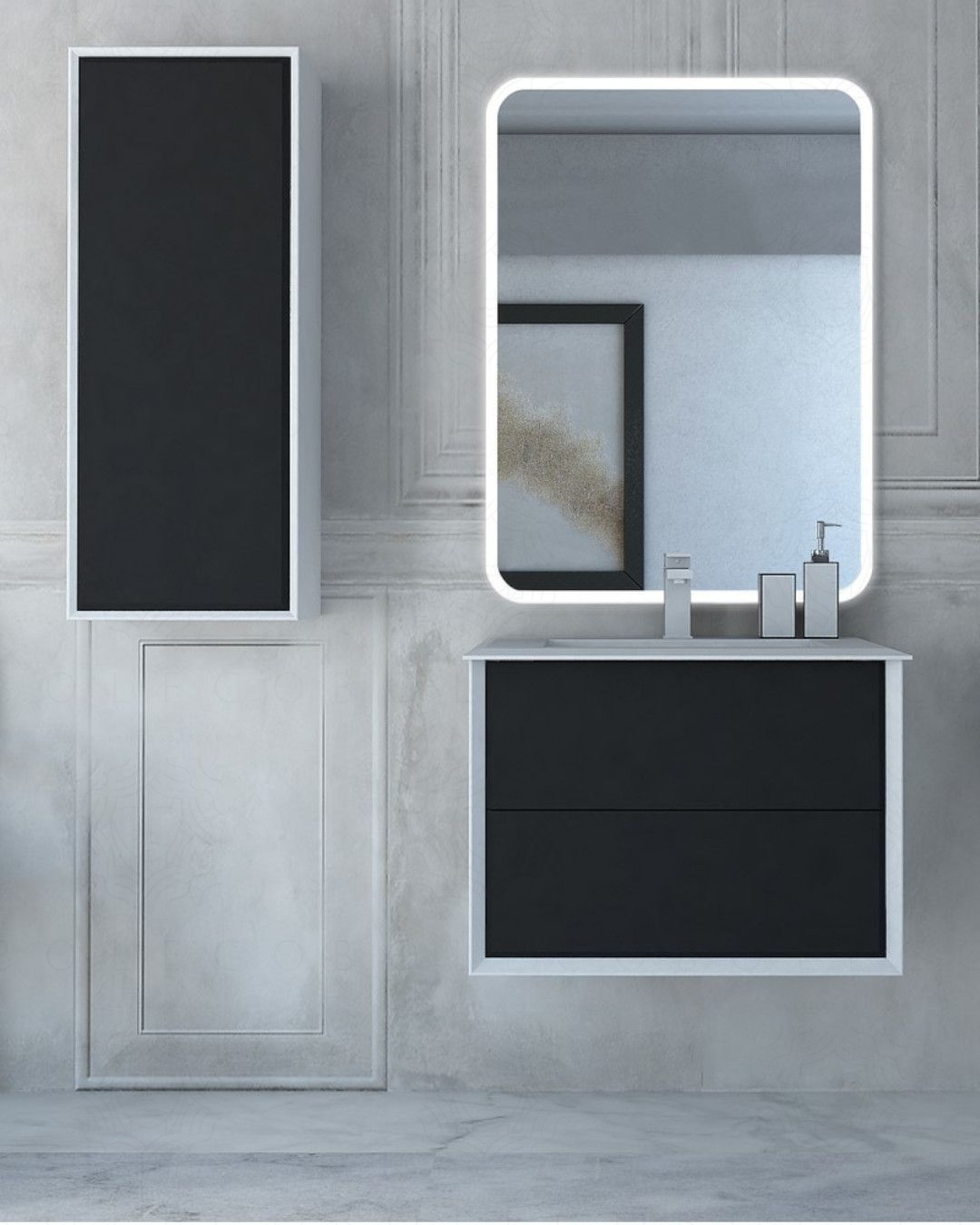 Mobile bagno sospeso Vittoria cm 70 lavagna e lavabo in resina Mobile bagno sospeso Vittoria cm 70 lavagna e lavabo in resina