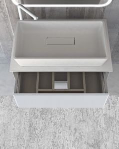 Mobile bagno sospeso Vittoria cm 70 bianco opaco e lavabo da appoggio