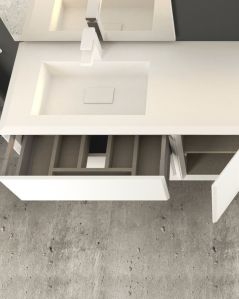 Mobile bagno sospeso Vittoria 106 cm bianco opaco con lavabo in resina