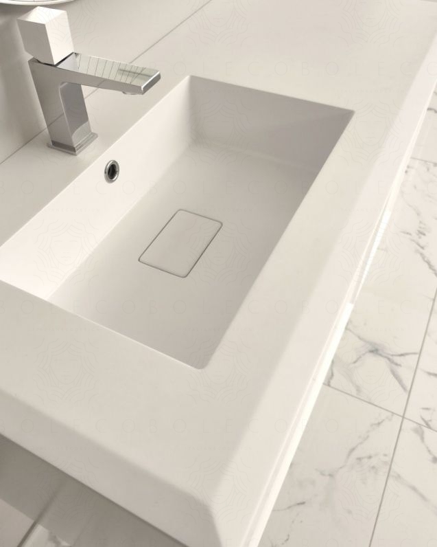 Mobile bagno sospeso Vittoria 106 cm bianco opaco con lavabo in resina Mobile bagno sospeso Vittoria 106 cm bianco opaco con lavabo in resina